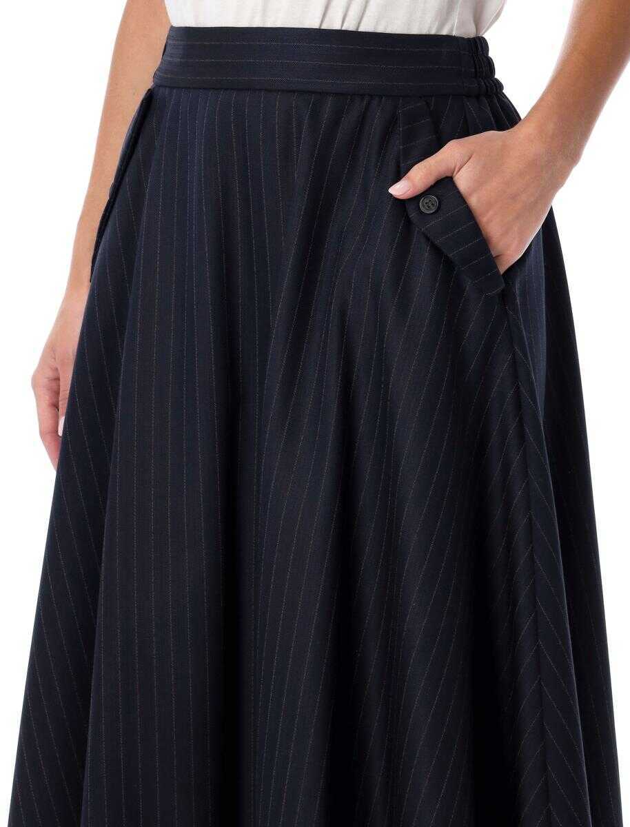 Fuste Golden Goose Golden Goose Navy Blue Wool Pint-Striped Midi Skirt DARK NAVY Femei (BM 19090668) 3