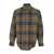 MSGM Brown Shirt With Logo Patch On The Front And All-Over Check Motif In Cotton Man BROWN