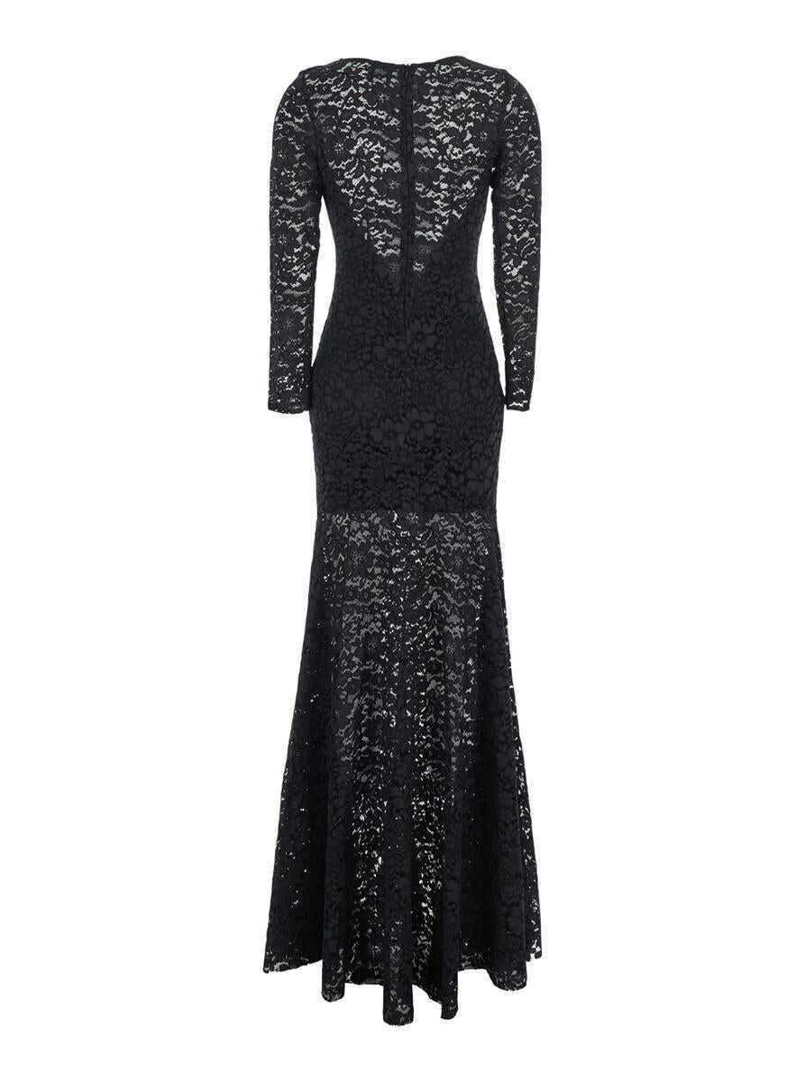 Rochii PLAIN Black Maxi Dress With Rear Concealed Zip Closure And All-Over Embroidery In Lace Woman Black Femei (BM 19091022) 2