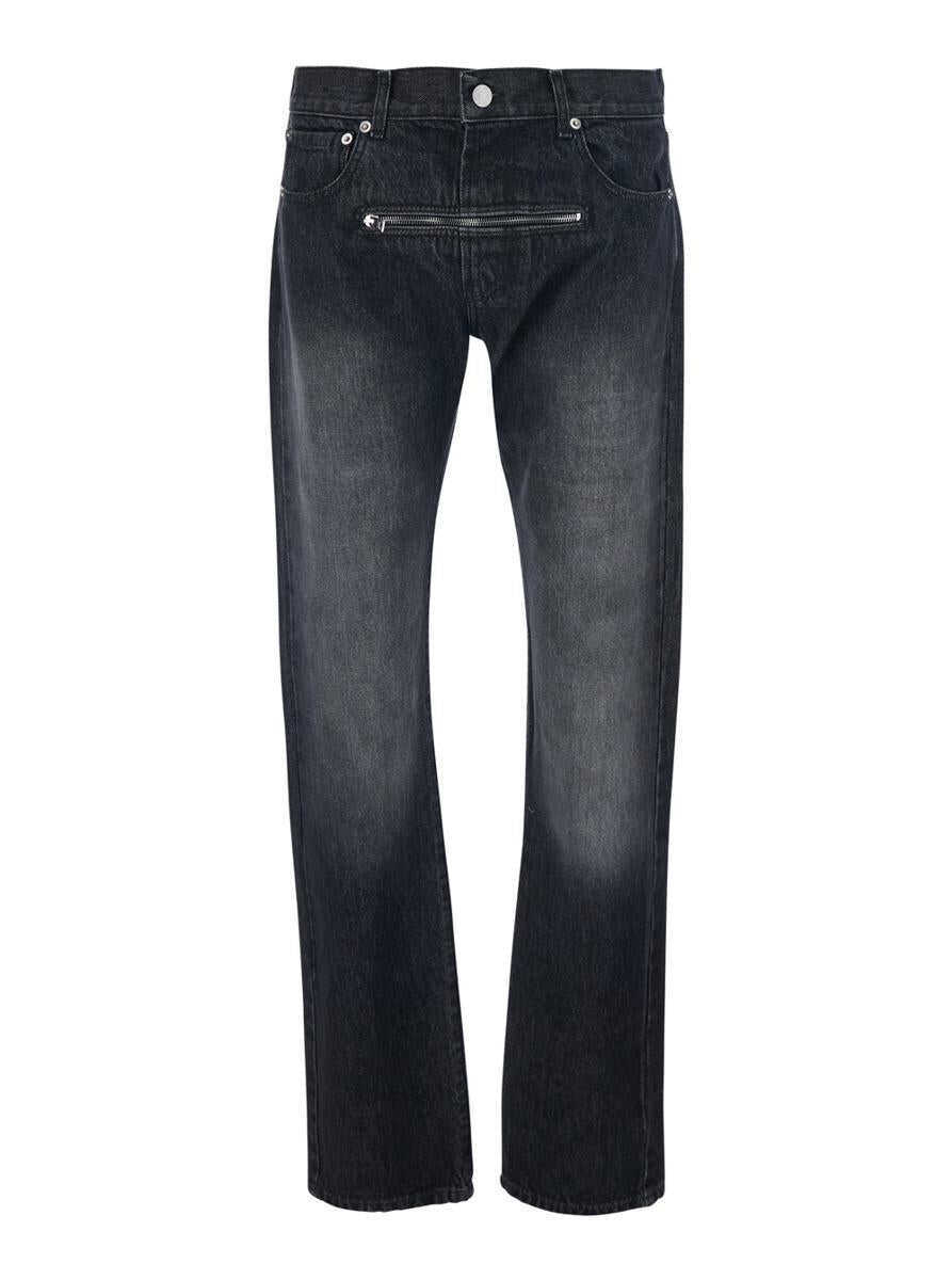 Blugi JORDANLUCA Black Jeans With Belt Loops And Front Zip Pocket In Denim Man Black Barbati (BM 19092051) 1