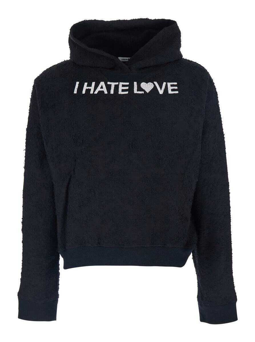 Bluze de trening JORDANLUCA Black Hoodie With Fixed Hood And Print On The Front In Cotton Man Black Barbati (BM 19092072) 1