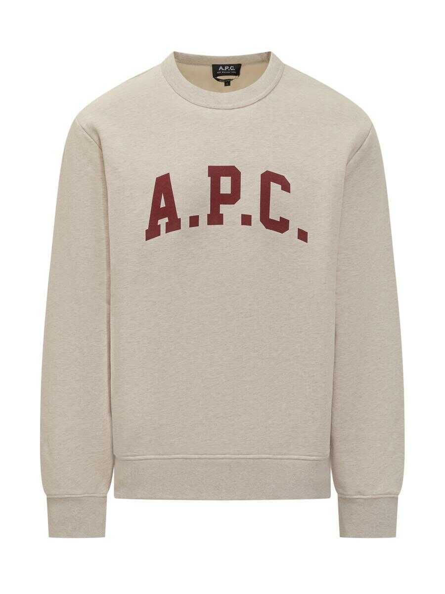 Pulovere A.P.C. A.P.C. A.P.C. Beige Sweatshirt With Bordeaux Logo Beige Barbati (BM 19092714) 1