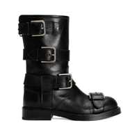 Bocanci Black Ankle Boots With All-Over Buckles In Leather Woman Femei