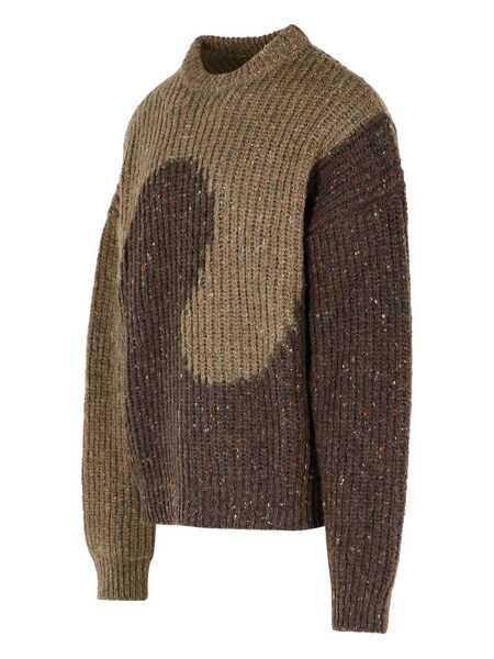 Pulovere ERL Brown Knit Crewneck Sweater With Bicolor Motif In Wool Blend Man BROWN Barbati (BM 19092927) 3