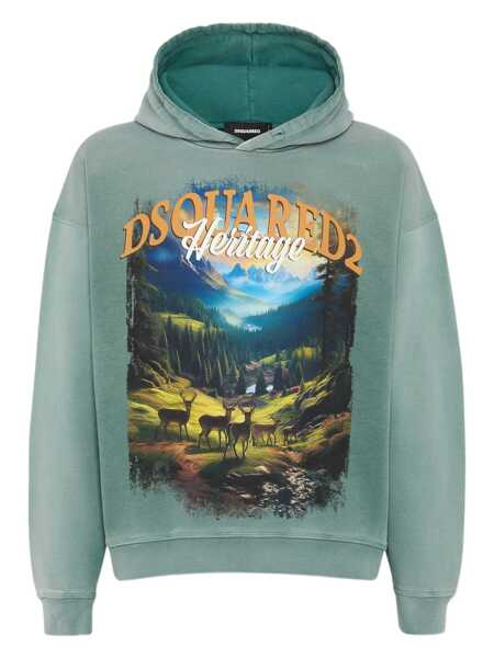 Bluze de trening DSQUARED2 DSQUARED2 Dsquared2 Green Hoodie With Heritage Print GREEN Barbati (BM 19094958) 1
