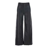 Pantaloni casual FRAME 'Le Slim Palazzo' Black Pants With Belt Loops And Wide Leg In Leather Woman