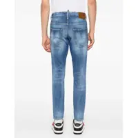 Imbracaminte pentru Barbati - Blugi slim fit DSQUARED2 Straight Leg Skater Jeans With Suede Logo Patch 15Cm Blue Barbati (BM 19095845) - B-mall.ro