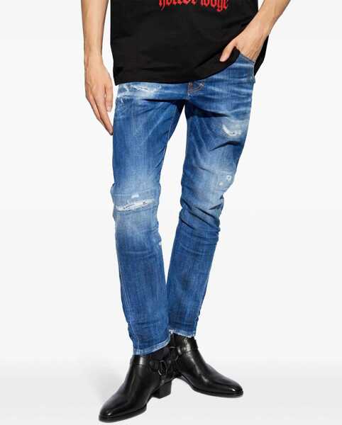 Blugi drepti DSQUARED2 Vintage Effect Stretch Denim Sexy Twist Jeans 17Cm Blue Barbati (BM 19095851) 3
