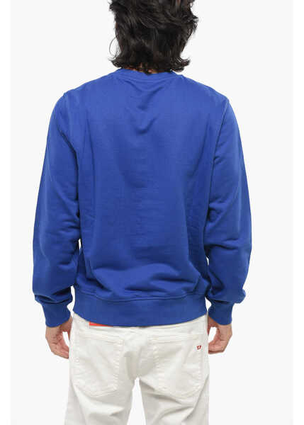 Bluze de trening Diesel Crew Neck Ginn Cotton Sweatshirt With Ton Sur Ton Print Blue Barbati (BM 19095854) 2