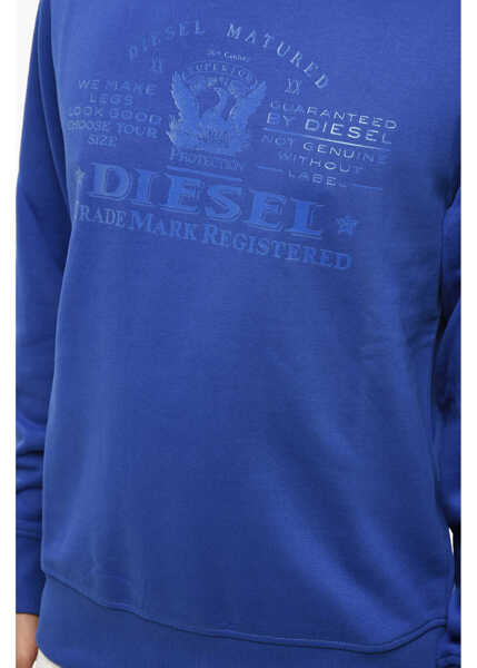 Bluze de trening Diesel Crew Neck Ginn Cotton Sweatshirt With Ton Sur Ton Print Blue Barbati (BM 19095854) 3
