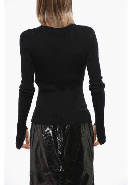Pulovere Lanvin Ribbed Lightweight Crew-Neck Sweater Black Femei (BM 19095860) 2