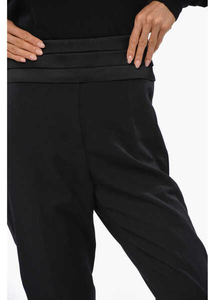 Pantaloni casual Balmain High Waist Satin Carrots Solid Color Pants Black Femei (BM 19095866) 3