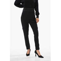 Pantaloni casual High Waist Satin Carrots Solid Color Pants Femei
