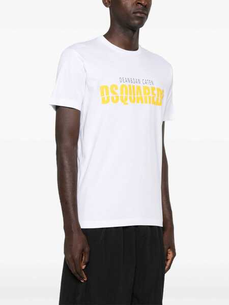 Tricouri DSQUARED2 Cotton Cool Fit T-Shirt With Front Logo White Barbati (BM 19095938) 3
