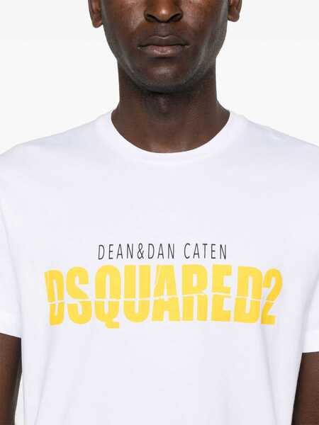 Tricouri DSQUARED2 Cotton Cool Fit T-Shirt With Front Logo White Barbati (BM 19095938) 5