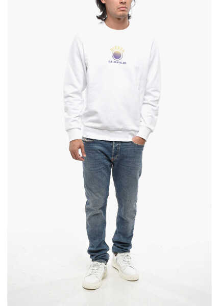 Bluze de trening Diesel Crew Neck Gir Brushed Cotton Sweatshirt White Barbati (BM 19096076) 4