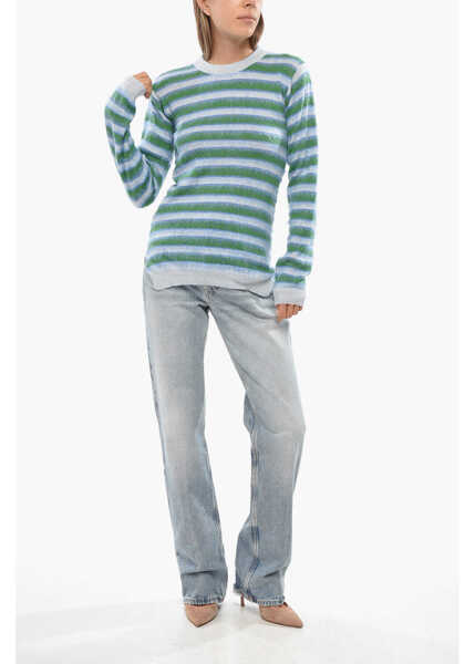 Pulovere Marni Virgin Wool Striped Crew-Neck Sweater Blue Femei (BM 19096079) 4