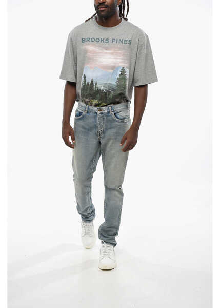 Blugi drepti Saint Laurent Vintage Effect Stretch Denim Jeans 17Cm Blue Barbati (BM 19096082) 4