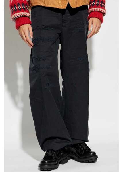 Pantaloni casual DSQUARED2 Wide Leg Cotton Twill Pants Blue Barbati (BM 19096085) 3