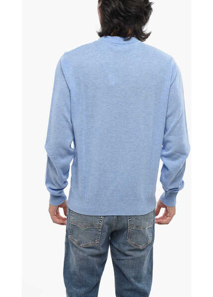 Pulovere Diesel Cashmere Blend Crew Neck Sweater With Jacquard Logo Light Blue Barbati (BM 19096091) 2