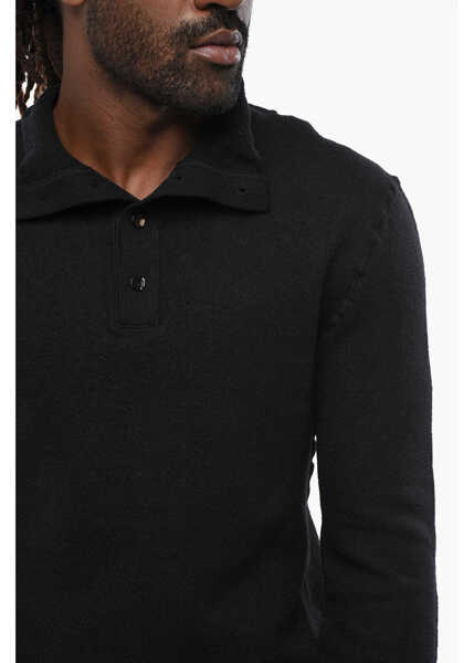 Pulovere Bottega Veneta Wool Turtleneck Sweater With Buttons Black Barbati (BM 19096100) 3