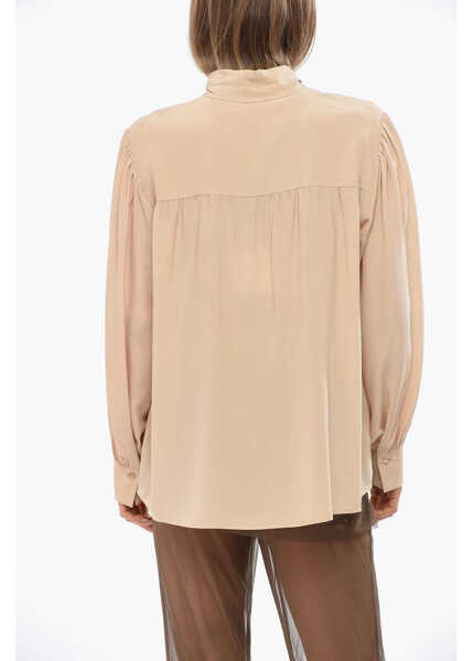 Bluze Chloe Silk Tie Neck Blouse With Puff Sleeve Beige Femei (BM 19096115) 2