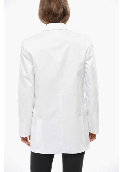 Sacouri Valentino Garavani Cotton Double Breatsed Blazer With Snap Buttons White Femei (BM 19096118) 2
