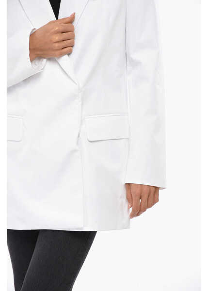 Sacouri Valentino Garavani Cotton Double Breatsed Blazer With Snap Buttons White Femei (BM 19096118) 3