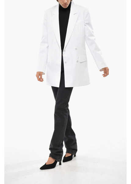 Sacouri Valentino Garavani Cotton Double Breatsed Blazer With Snap Buttons White Femei (BM 19096118) 4