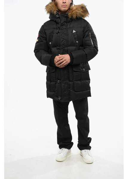 Jachete DSQUARED2 Padded Utility Jacket With Real Fur Trim Black Barbati (BM 19096148) 4