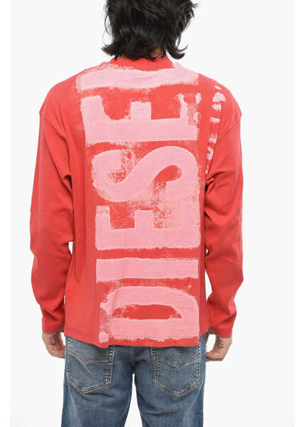 Tricouri Diesel Red Tag Ribbed Cotton T-Shirt With Front Logo Red Barbati (BM 19096166) 2