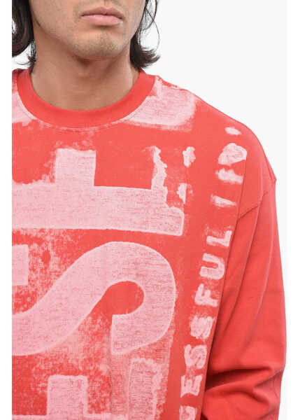 Tricouri Diesel Red Tag Ribbed Cotton T-Shirt With Front Logo Red Barbati (BM 19096166) 3