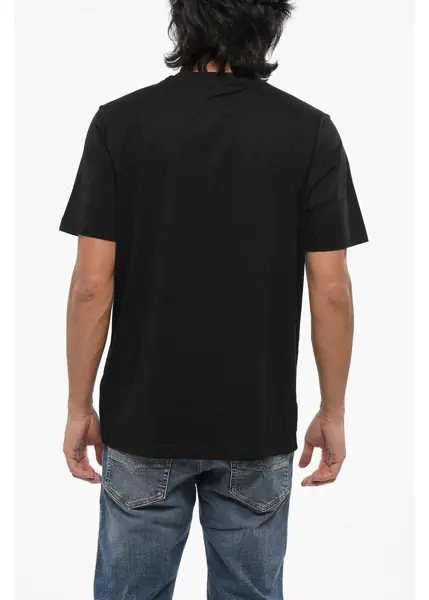 Tricouri Diesel Cotton Jersey T-Just 5-1 Crew-Neck T-Shirt With Printed Logo Black Barbati (BM 19096175) 2