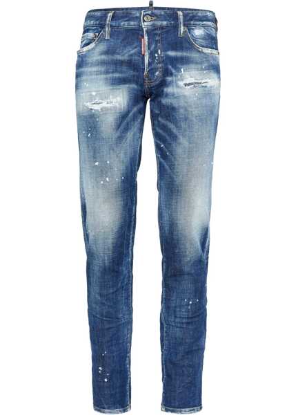 Blugi slim fit DSQUARED2 Vintage Effect Stretch Denim Slim Jeans With Embossed Logo 1 Blue Barbati (BM 19096178) 1
