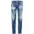 DSQUARED2 Vintage Effect Stretch Denim Slim Jeans With Embossed Logo 1 Blue