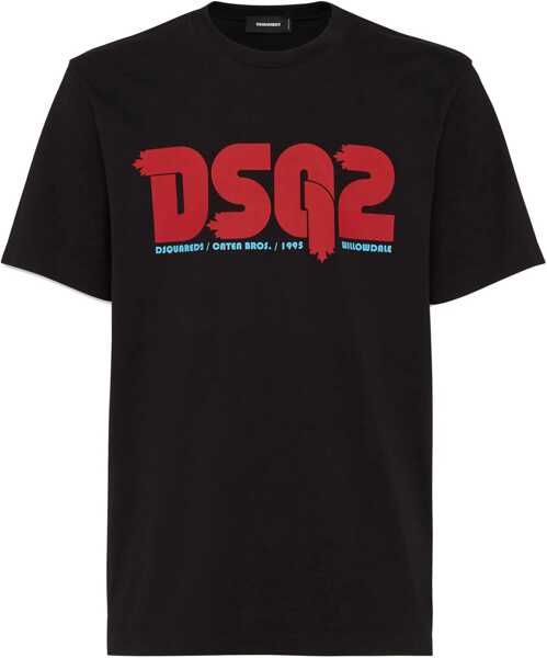 Tricouri DSQUARED2 Crew Neck Willowdale T-Shirt With Printed Logo Black Barbati (BM 19096196) 1