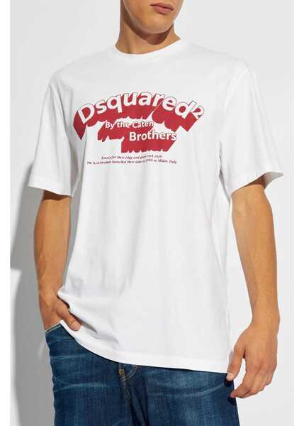 Tricouri DSQUARED2 Crew Neck D2 Shadow T-Shirt With Print White Barbati (BM 19096205) 3