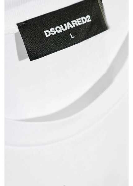 Tricouri DSQUARED2 Crew Neck D2 Shadow T-Shirt With Print White Barbati (BM 19096205) 5