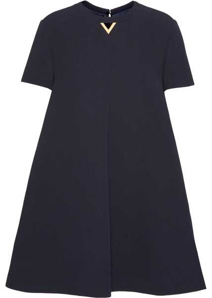 Rochii scurte Valentino Garavani A-Line Dress With Cut Out Monogram Detail Midnight Blue Femei (BM 19096217) 1