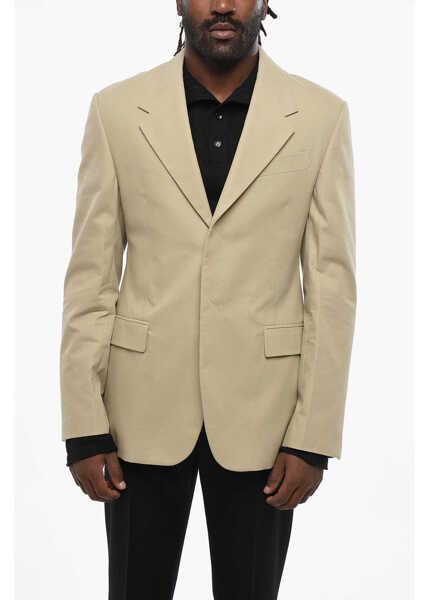 Sacouri Salvatore Ferragamo Side Vents Notch Lapel 2-Button Blazer Beige Barbati (BM 19096241) 1