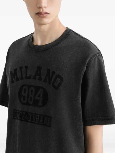 Tricouri Dolce & Gabbana Cotton T-Shirt with velvety logo NERO Barbati (BM 19096436) 3