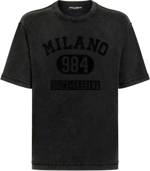 Tricouri Dolce & Gabbana Cotton T-Shirt with velvety logo NERO Barbati (BM 19096436) 1