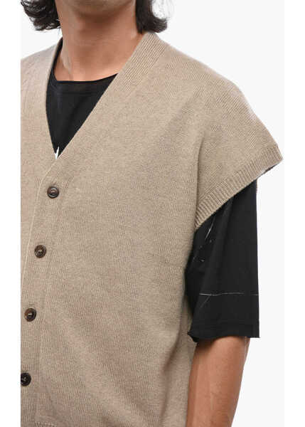 Cardigane Dior V-Neck Pure Cashmere Cardigan Beige Barbati (BM 19096736) 3