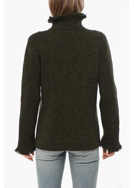 Pulovere Burberry Frayed Hem Melange Turtleneck Sweater Green Femei (BM 19096742) 2