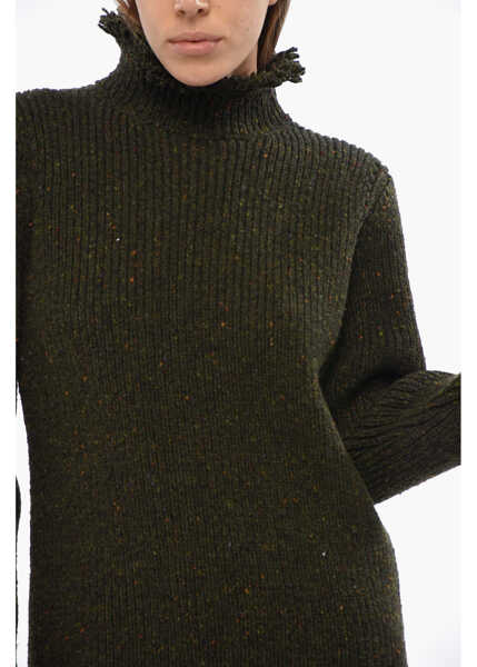 Pulovere Burberry Frayed Hem Melange Turtleneck Sweater Green Femei (BM 19096742) 3