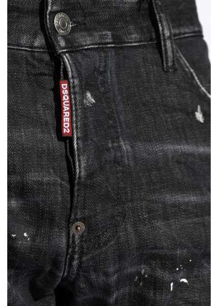 Blugi drepti DSQUARED2 Stretch Denim Sexy Twist Jeans With Paint Effect Details 17C Black Barbati (BM 19096745) 5