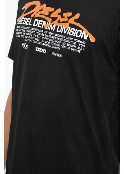 Tricouri Diesel Cotton Jersey T-Just-L3 Crew-Neck T-Shirt With Glossy Gel Lo Black Barbati (BM 19096754) 3