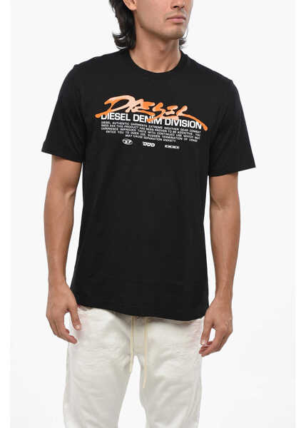 Tricouri Diesel Cotton Jersey T-Just-L3 Crew-Neck T-Shirt With Glossy Gel Lo Black Barbati (BM 19096754) 1