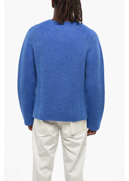 Pulovere Jil Sander Solid Color Wool Blend Crew-Neck Sweater Blue Barbati (BM 19096760) 2