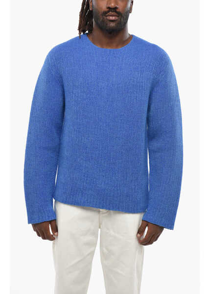 Pulovere Jil Sander Solid Color Wool Blend Crew-Neck Sweater Blue Barbati (BM 19096760) 1